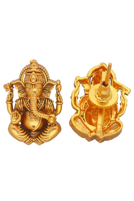 Buy_Curio Cottage_Gold Plated Temple Embellished Ganesha Necklace Set