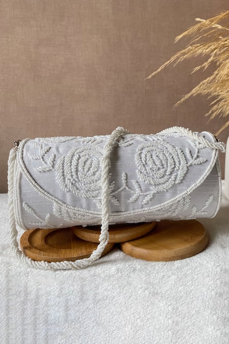 Kreivo By Vamanshi Damania Silk Cutdana Embellished Round Bag 