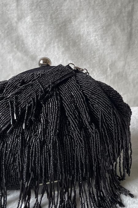 Shop Kreivo By Vamanshi Damania Black Cutdana Silk Embellished Mini Potli Bag at Aza Fashions Shop_Kreivo By Vamanshi Damania_Black Cutdana Silk Embellished Mini Potli Bag_at_Aza_Fashions