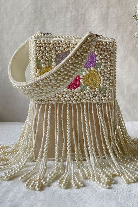 Kreivo By Vamanshi Damania Beads Embellished Silk Bucket Bag 