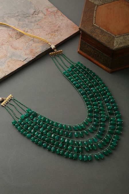 Paisley Pop Handcrafted Layered Stone Drop Necklace 