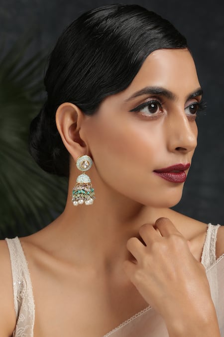Paisley Pop Handcrafted Kundan Enamel Jhumkas 