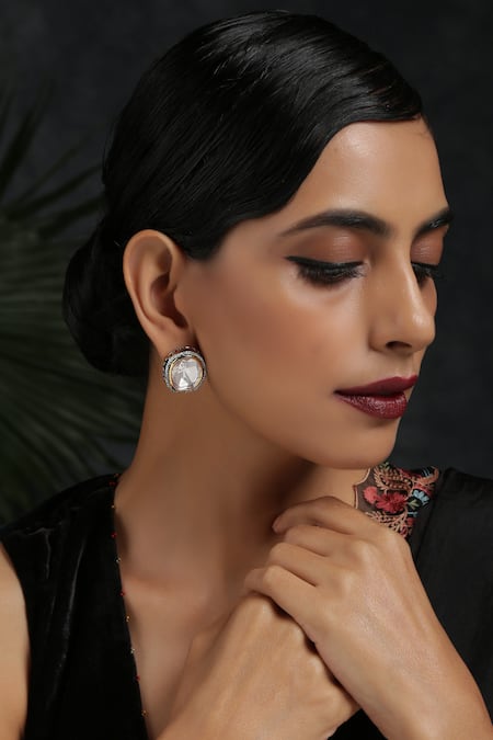 Paisley Pop Geometric Polki Stud Earrings 