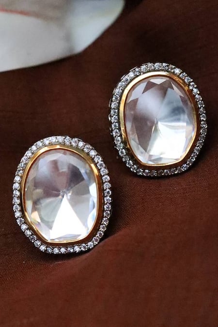 Paisley Pop Geometric Polki Stud Earrings 