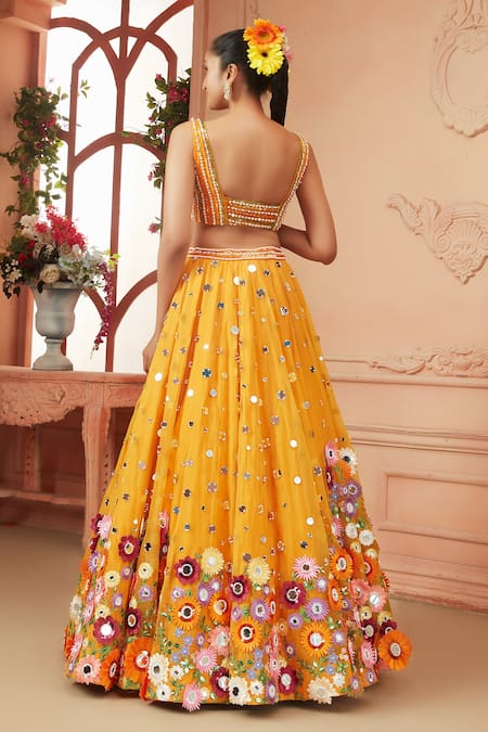 Neeta Lulla Slender Floral Embroidered Bridal Lehenga Set 