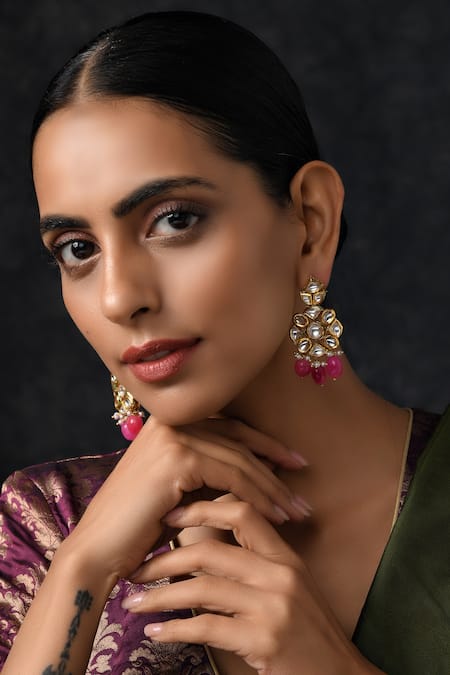 Paisley Pop Handcrafted Floral Kundan Danglers 