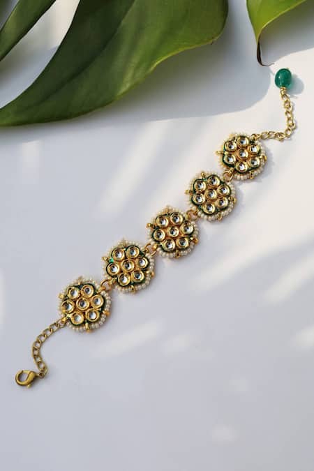 Paisley Pop Handcrafted Floral Kundan Bracelet 