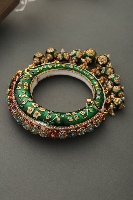 Paisley Pop Hand Painted Meenakari Jadau Bangle 