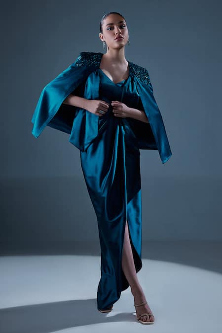 Manika Nanda Erica Draped Gown With Embroidered Blazer 