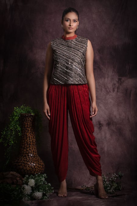 Buy Red Crop Top With Dhoti Pants and Attached Dupatta Set Bollywood  Designer Red Saree for Women, Inspired Sarees Net Indian Ethnic Saree  Online in India - Etsy