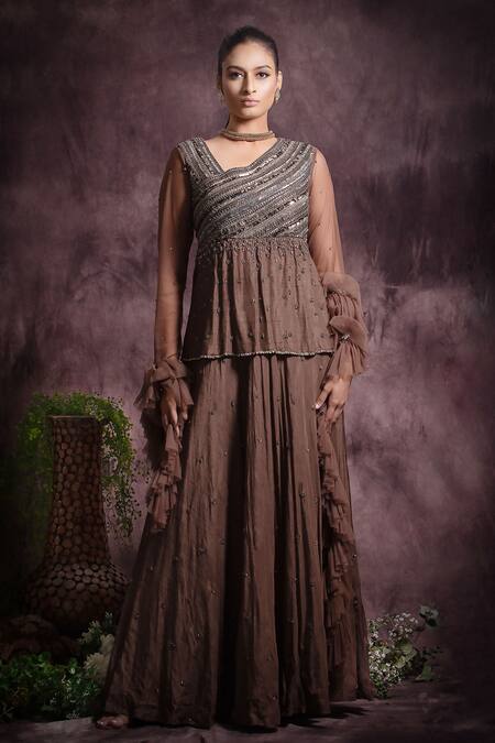Type: GOWNS WITH BELT (READYMADE) --- Fabric: Georgette Dupatta: Georgette  Inner: Silk --- Length: 57