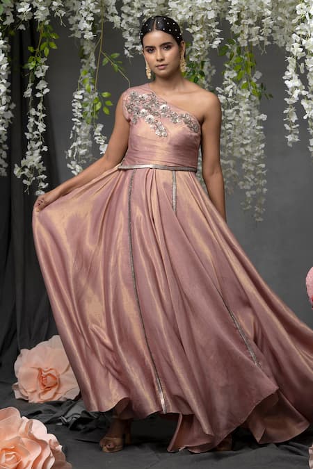 Long Formal Prom Dress with One-Shoulder Cape