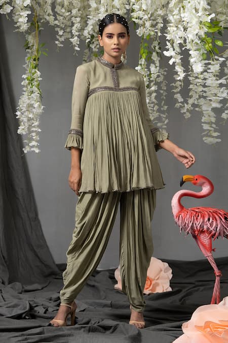 ABSTRACT BY MEGHA JAIN MADAAN Flared Gathered Top & Dhoti Pant Set 