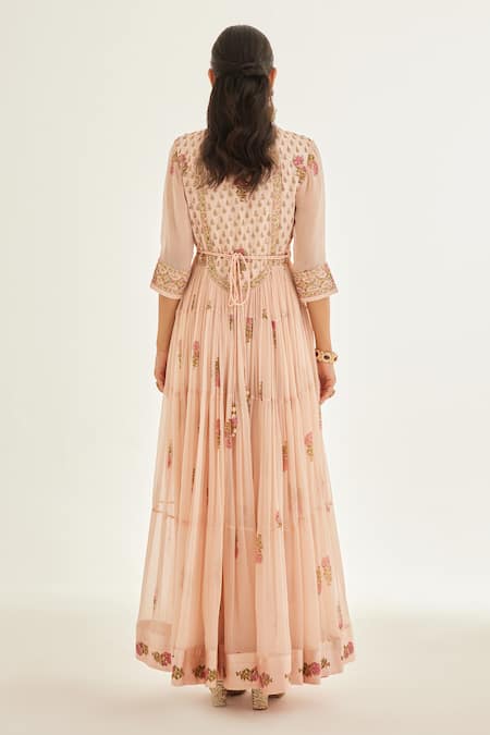 Shyam Narayan Prasad Floral Print Zardozi Anarkali Set 