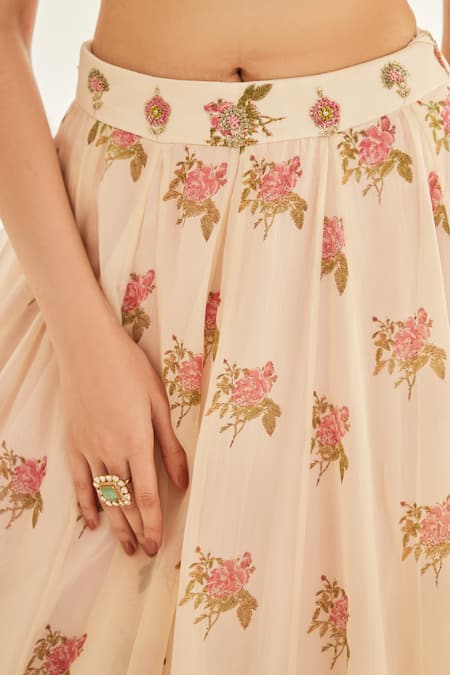 Buy Shyam Narayan Prasad White Organza, Chiffon, Modal Embroidery, Hand Block Print Bridal Lehenga Set Online at Aza Fashions Buy_Shyam Narayan Prasad_White Organza, Chiffon, Modal Embroidery, Hand Block Print Bridal Lehenga Set _Online_at_Aza_Fashions