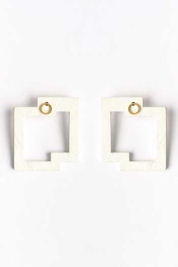 Siddhant Agrawal Textured Cutout White Stud Earrings 