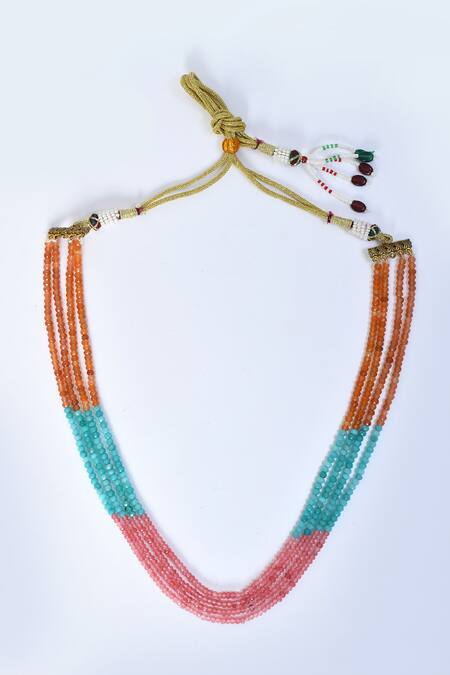 Just Shradhas_Multi Color Bead Embellished Layered Necklace _Online_at_Aza_Fashions