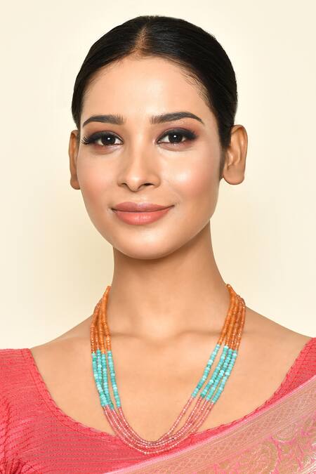 Buy_Just Shradhas_Multi Color Bead Embellished Layered Necklace _Online_at_Aza_Fashions