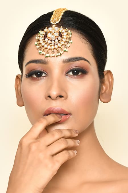 Just Shradha's Kundan & Bead Embellished Maangtikka 