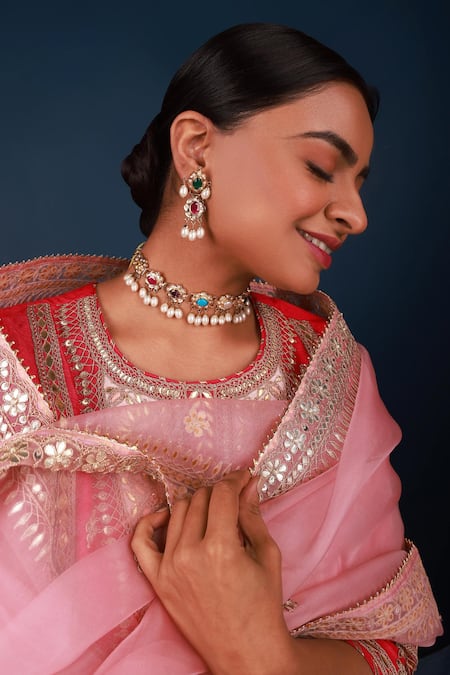 Namasya Navratna Amritsari Jadau Embellished Choker Set 