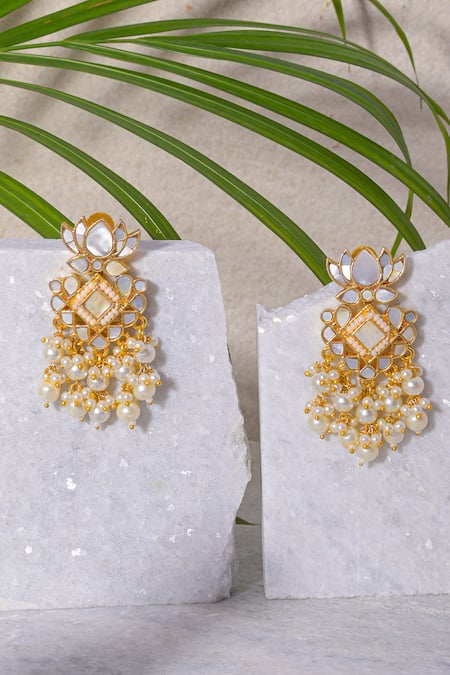 Namasya Mother Of Pearl Lotus Earrings 