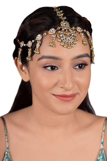 Riana Jewellery Emcrusted Jadtar Stone Embellished Mathapatti 