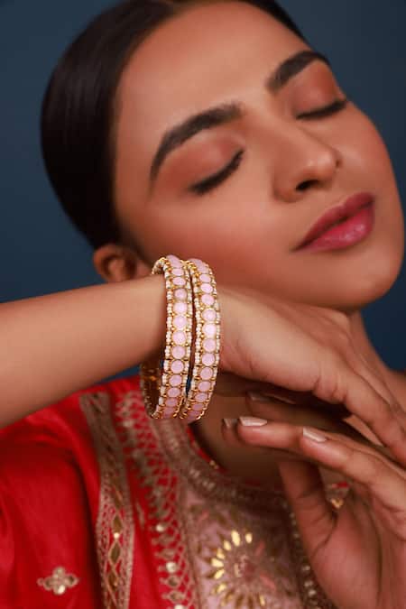 Namasya Kundan Embellished Bangles - Set of 2 