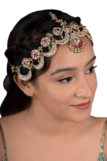 Riana Jewellery Crescent Moon Bead Drop Mathapatti 