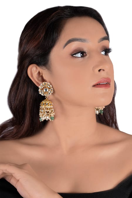 Riana Jewellery Floral Bead Drop Jhumkas 