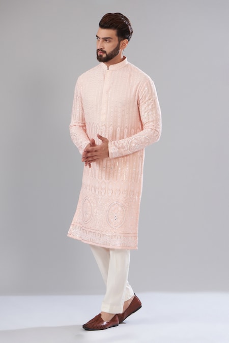 Kasbah Chikankari Embroidered Pastel Kurta Set 