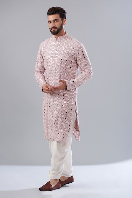 Kasbah Purple Georgette Embroidered Mirror Kurta 