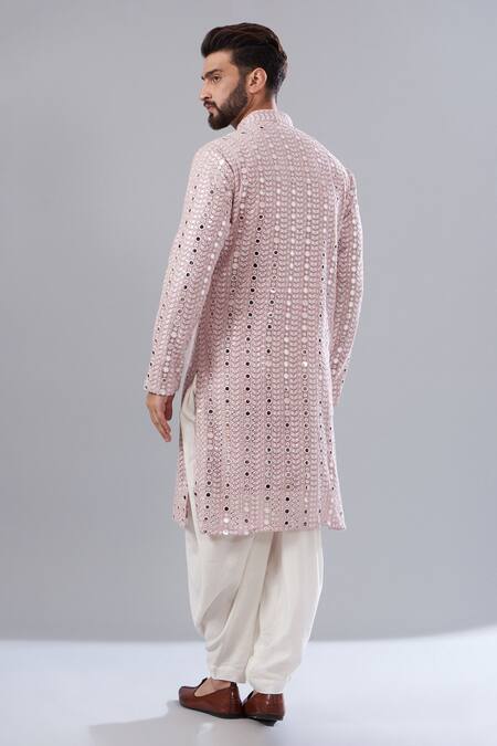 Shop Kasbah Purple Georgette Mirrors Embroidered Kurta at Aza Fashions Shop_Kasbah_Purple Georgette Mirrors Embroidered Kurta_at_Aza_Fashions