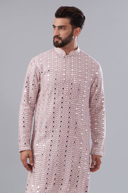 Kasbah Purple Georgette Mirrors Embroidered Kurta Online at Aza Fashions Kasbah_Purple Georgette Mirrors Embroidered Kurta_Online_at_Aza_Fashions