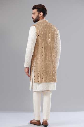 Kasbah Gold Mirror Embroidered Nehru Jacket 