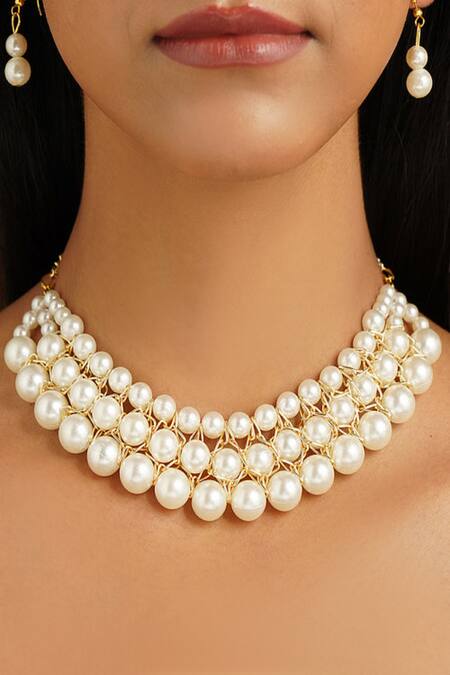 DREAMJWELL - Beautiful Designer Pearl Necklace Set-dj01796 – dreamjwell