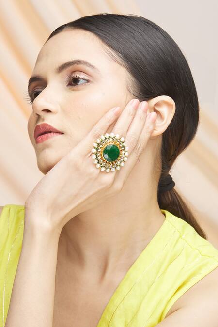 Vivinia By Vidhi Mehra Kundan Studded Ring 
