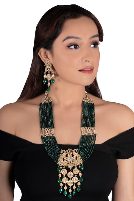 Riana Jewellery Bead Pendant Long Necklace Set 