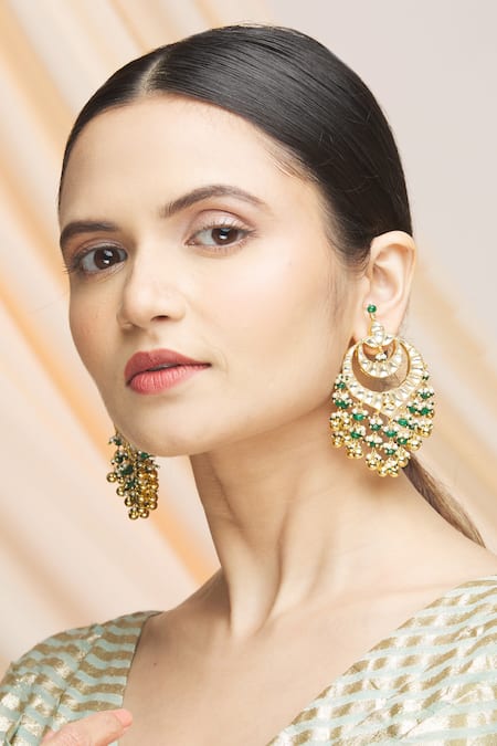 Vivinia By Vidhi Mehra Kundan Bead Drop Chandbalis 