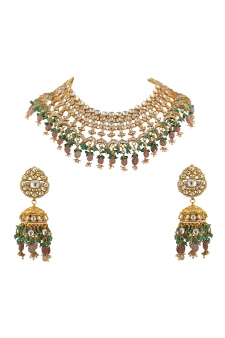 Riana Jewellery Bead Drop Choker Set 