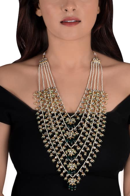 Riana Jewellery Layered Bead Pendant Necklace 