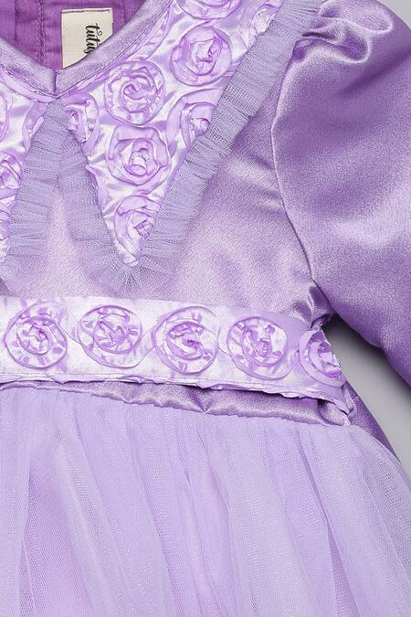 Tutus By Tutu_Purple Fabric Embroidered Placed Pattern Dress_Online_at_Aza_Fashions