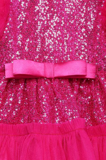 Tutus By Tutu_Pink Sequins Embroidered Frilly Dress_Online_at_Aza_Fashions