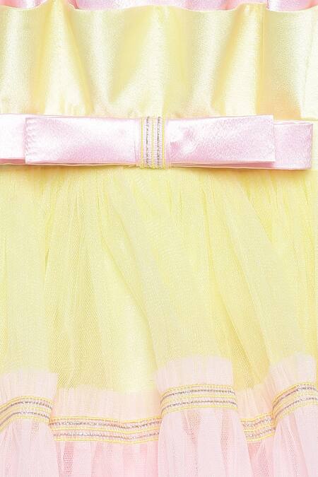 Tutus By Tutu_Pink Satin Embroidered Sequin 3d Pleated Yoke Dress_Online_at_Aza_Fashions