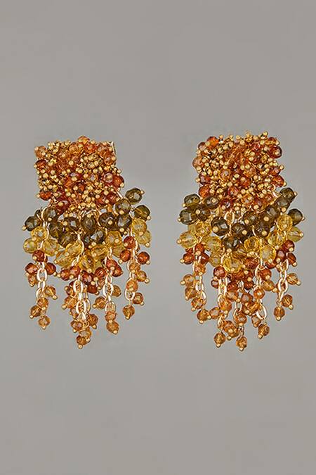 Shop House Of D"Oro Multi Color Beads Handmade Earrings at Aza Fashions Shop_House Of D"Oro_Multi Color Beads Handmade Earrings_at_Aza_Fashions