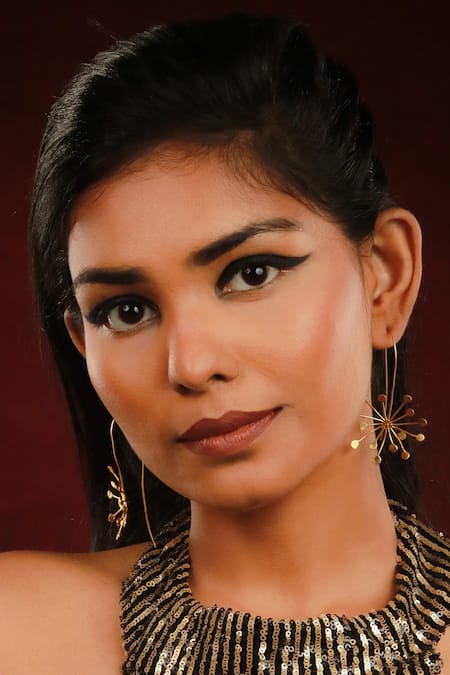 Ishhaara_Gold Plated Dandelion Pattern Earrings _at_Aza_Fashions