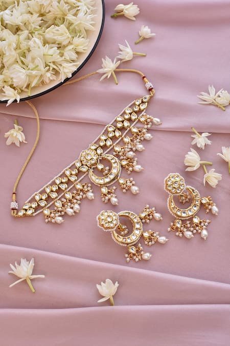 Swabhimann Crescent Kundan Necklace Set 