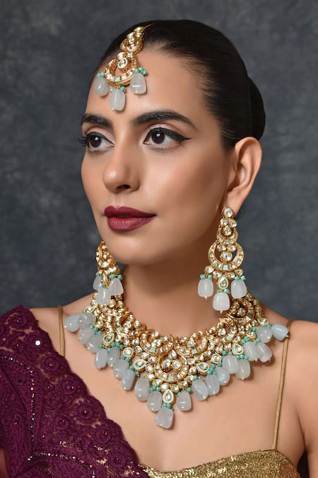 Swabhimann Crescent Kundan Necklace Set 