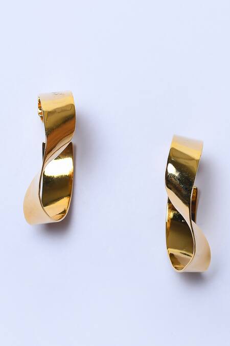 Shop_Nepra By Neha Goel_Gold Plated Circular Hoops_Online_at_Aza_Fashions