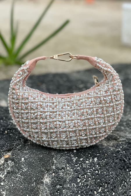 Bhavna Kumar Embroidered Crescent Velvet Mini Bag 