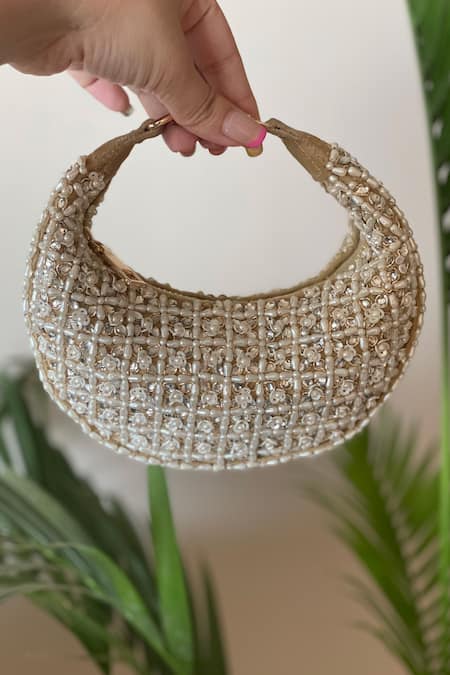 Bhavna Kumar Bead Embroidered Crescent Bag 